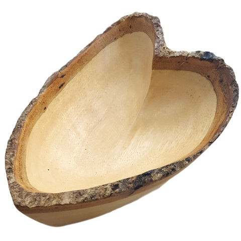 roro 10 Inch Hand-Carved Mango Wood Heart-Shaped Bowl with Bark rorodecor.myshopify.com