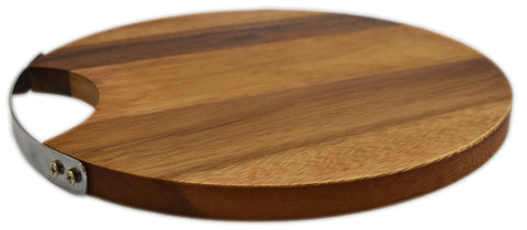 roro 10&quot; Round Wood Cheese and Serve Board with Stainless Steel Handle rorodecor.myshopify.com