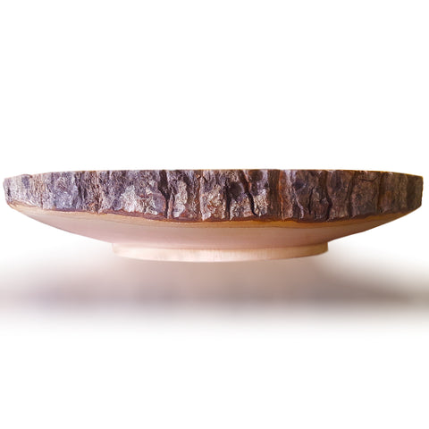 roro 12 Inch Handcarved Circular Wood Cake and Pie Stand Display with Bark rorodecor.myshopify.com