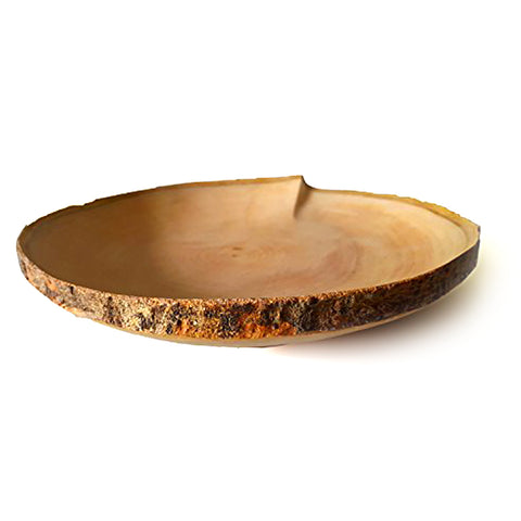 roro 12&quot; Handcarved Mango-Wood Creased Serving Plate with Bark Edges rorodecor.myshopify.com